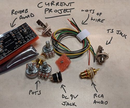 electrical components for a reverb pedal